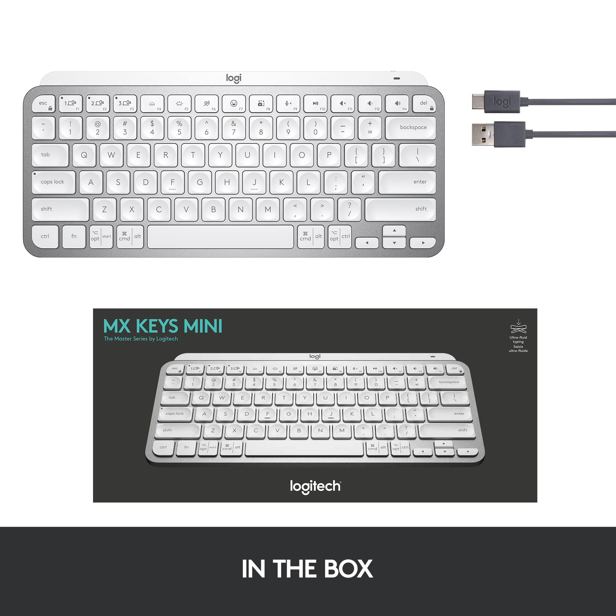 Logitech MX Keys Mini The Master Series by Logitech ... - logitech. In the box, you get the MX Keys Mini keyboard and a USB cable.