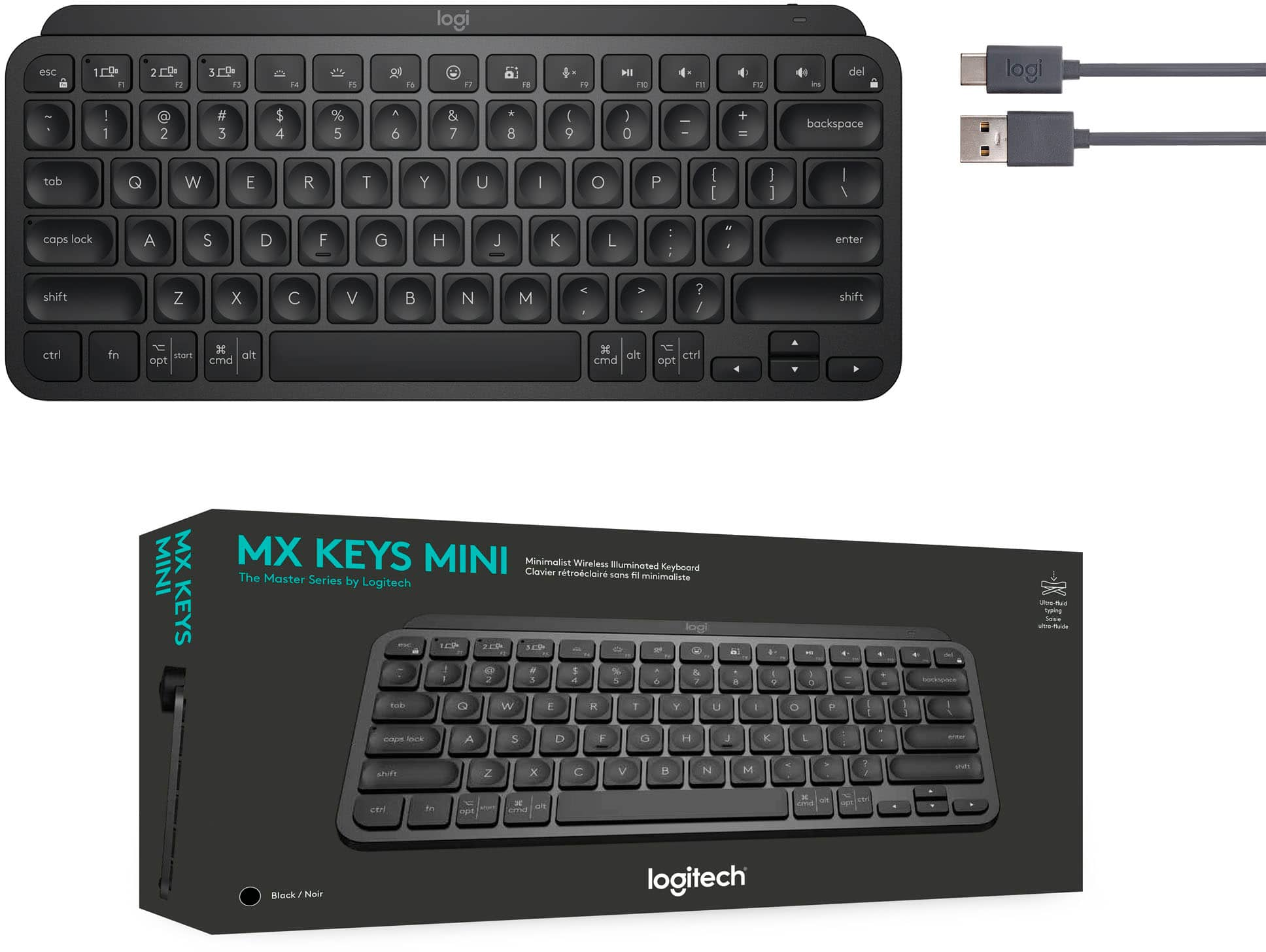 Logitech MX Keys Mini TKL Wireless Bluetooth Scissor Keyboard with