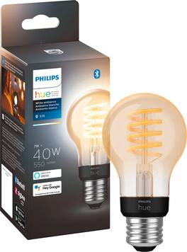 Philips - Hue Filament A19 Bluetooth Smart LED Bulb - White Ambiance