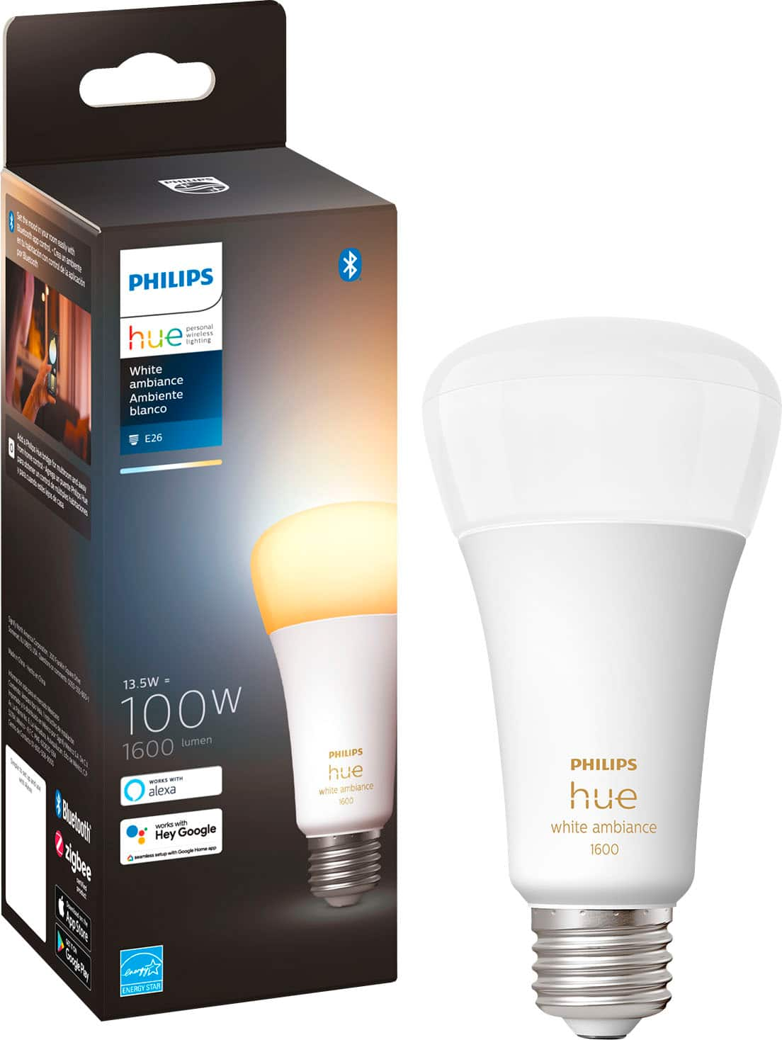 Philips Hue White Ambiance A21 High Lumen Smart Bulb : Target