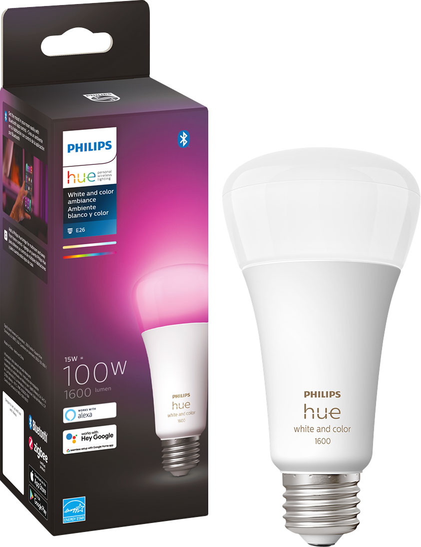 Loose Hairdresser charter Philips Hue White and Color Ambiance 100W A21 LED Smart Bulb Multicolor  562982 - Best Buy