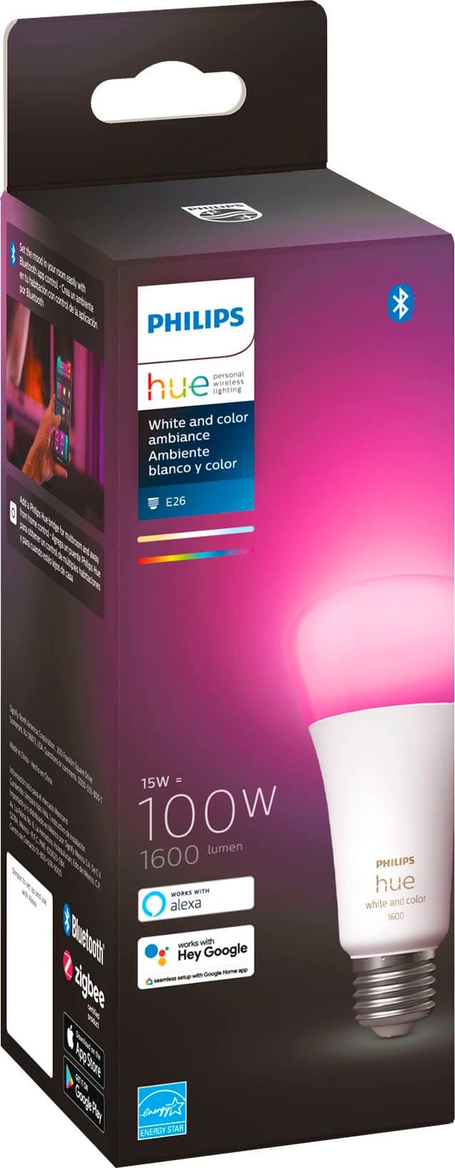 Alt View 15. Philips - Hue A21 Bluetooth 100W Smart LED Bulb - White and Color Ambiance.
