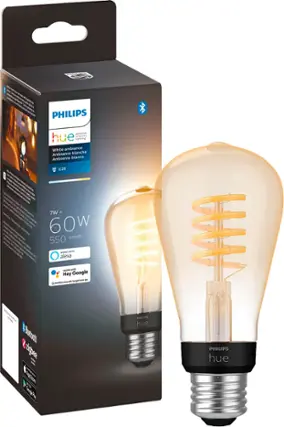 Front. Philips - Hue Filament ST19 Bluetooth LED Smart Bulb - White Ambiance.