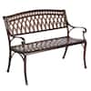 Front. Patio Sense - Patio Sense Simone Cast Aluminum Patio Bench Heavy Duty Rust Free Metal Construction Front Porch, Lawn, Garden - Bronze - Antique bronze.