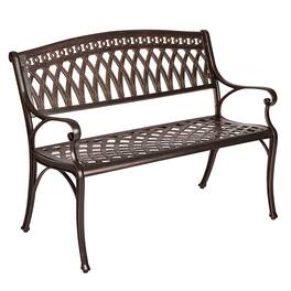 Patio Sense - Simone Cast Aluminum Patio Bench Heavy Duty Rust Free Metal Construction Front Porch, Lawn, Garden - Bronze - Antique Bronze