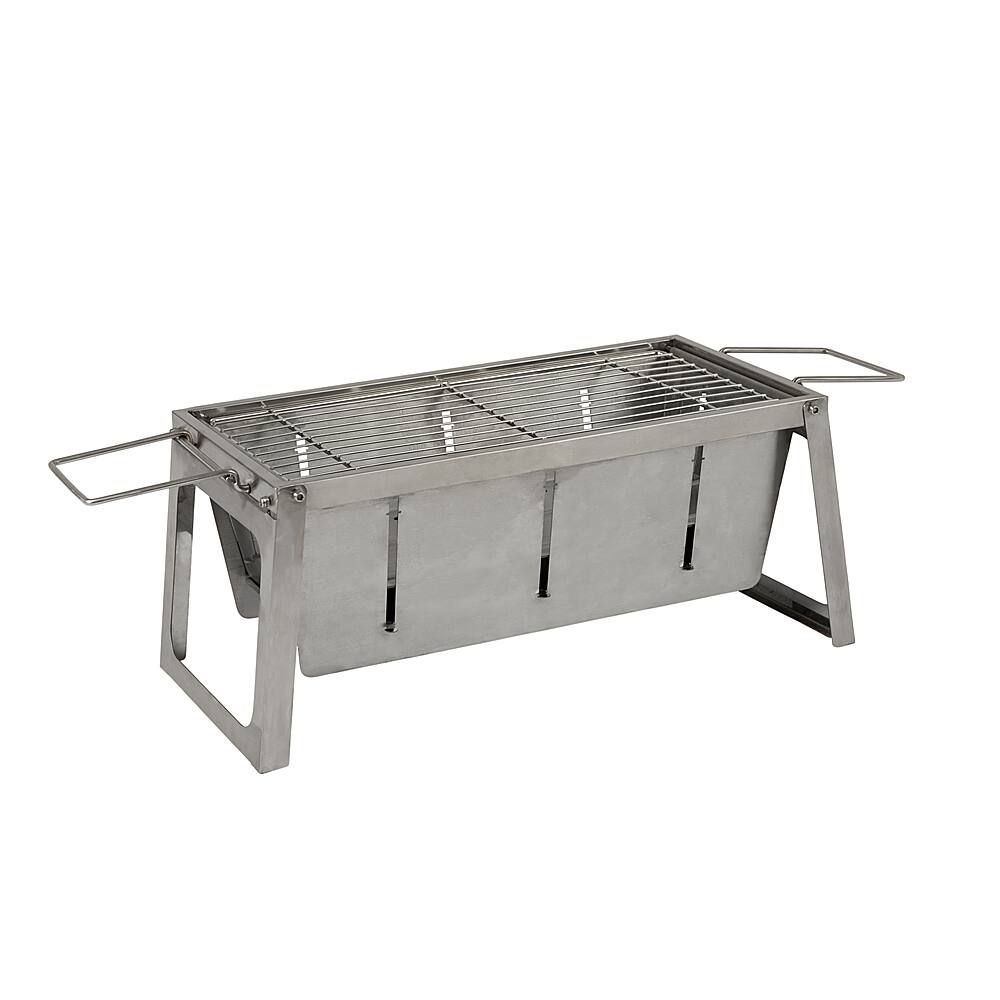 Angle. Fire Sense - Foldaway Charcoal Grill - Stainless Steel.