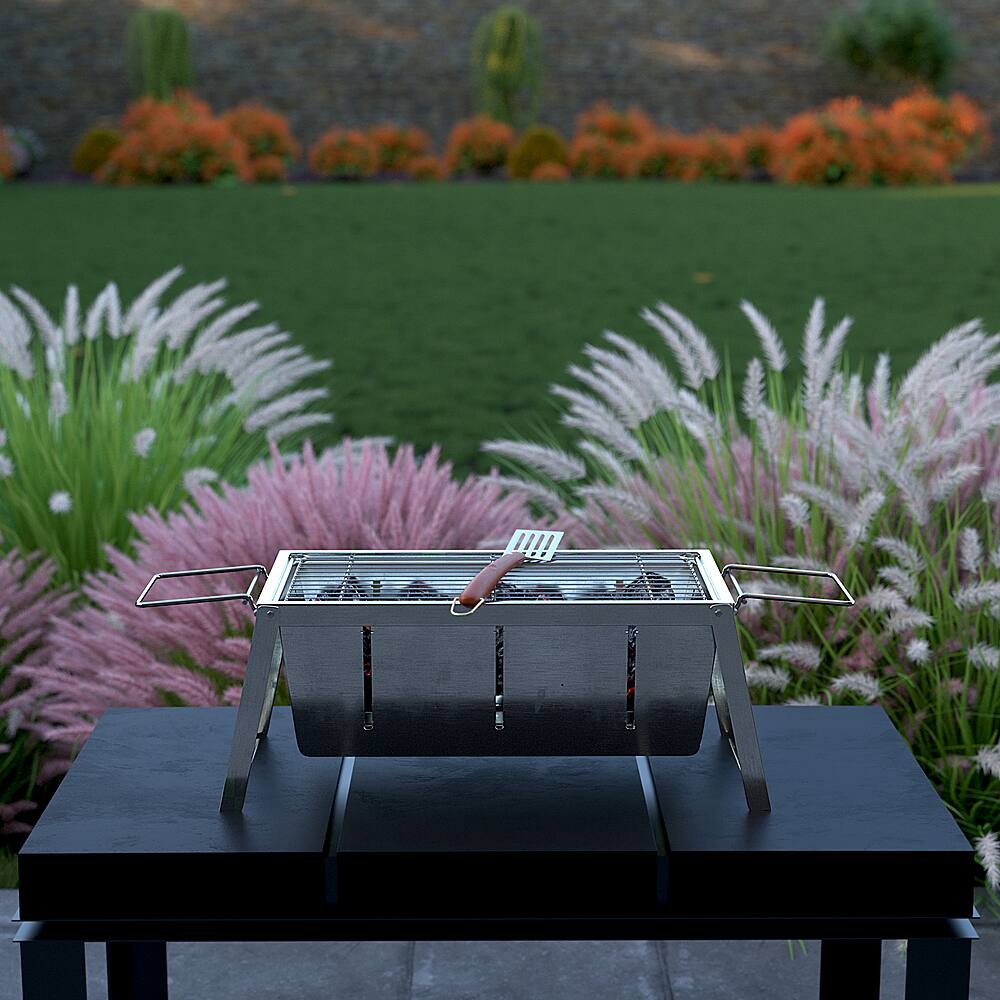 Alt View 21. Fire Sense - Foldaway Charcoal Grill - Stainless Steel.