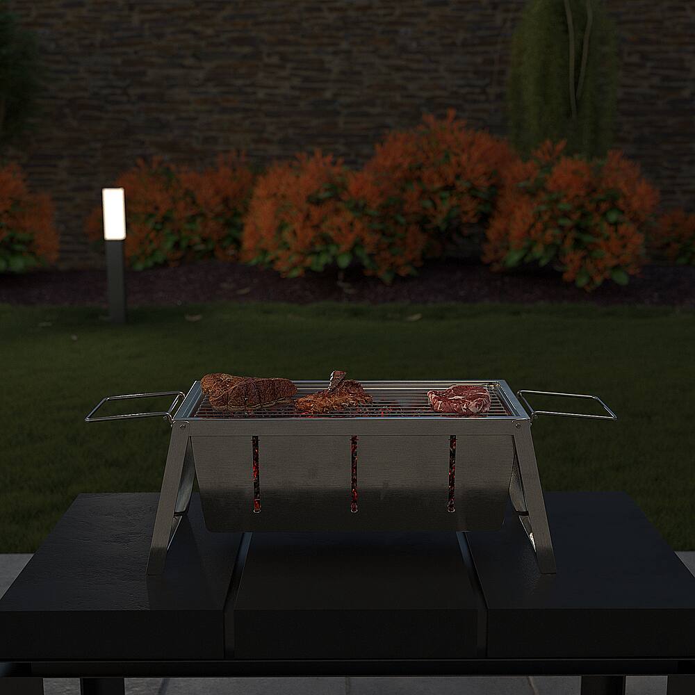 Alt View 22. Fire Sense - Foldaway Charcoal Grill - Stainless Steel.