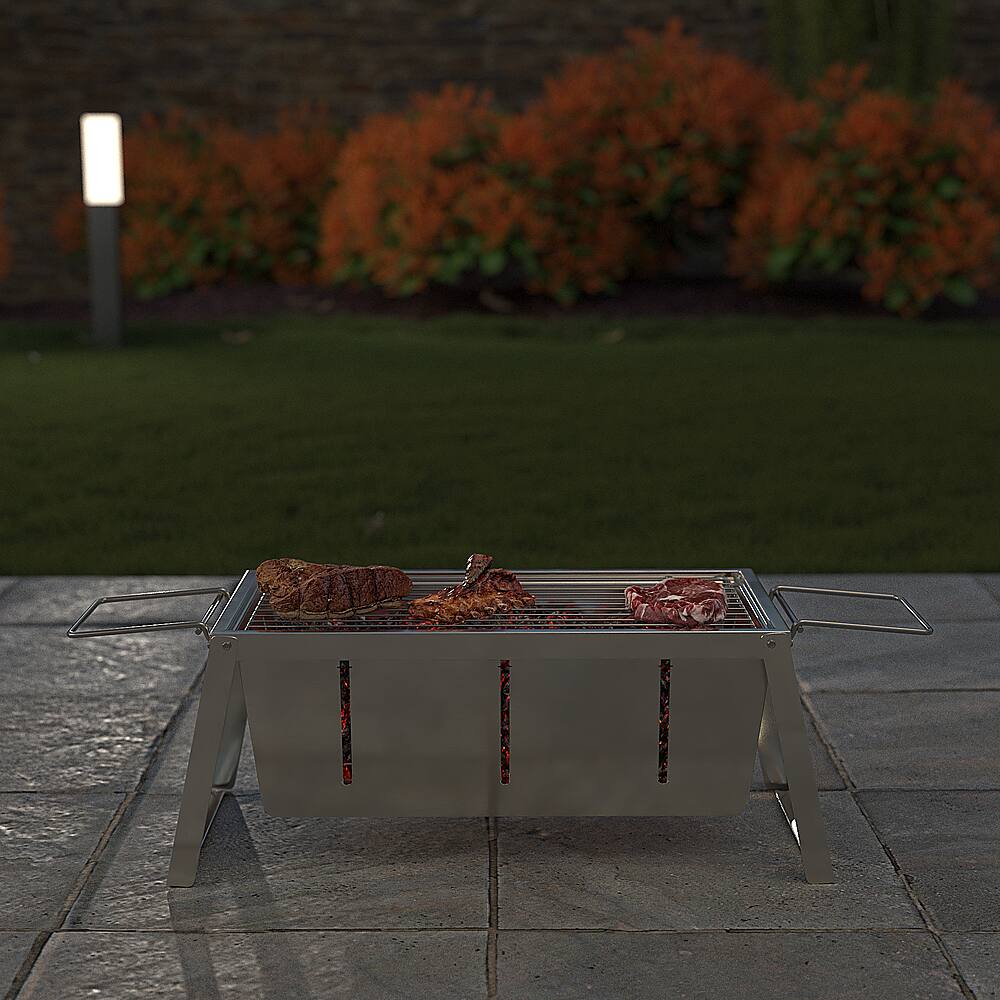 Alt View 23. Fire Sense - Foldaway Charcoal Grill - Stainless Steel.