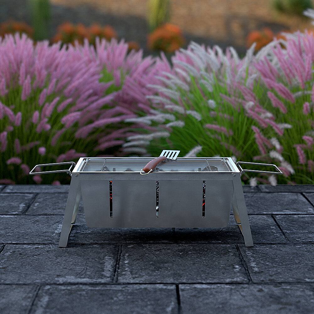 Alt View 24. Fire Sense - Foldaway Charcoal Grill - Stainless Steel.