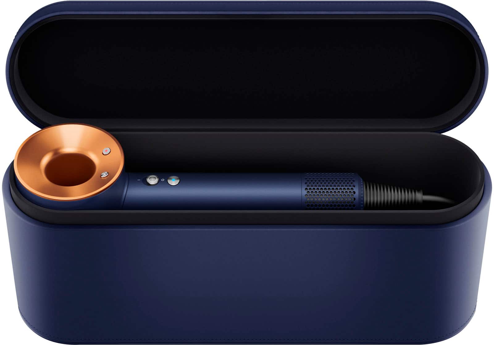 Angle. Dyson - New special edition Dyson Supersonic hair dryer - Prussian blue/rich copper.