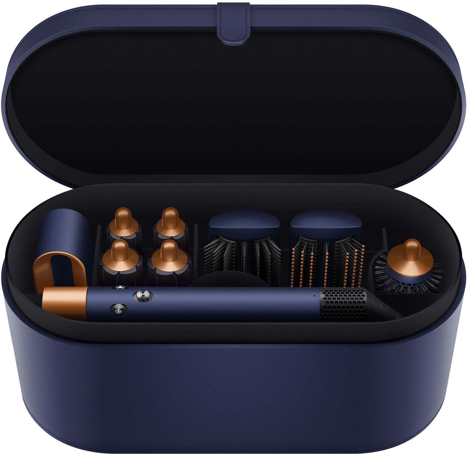 Angle View: New special edition Dyson Airwrap styler complete - Prussian blue/rich copper