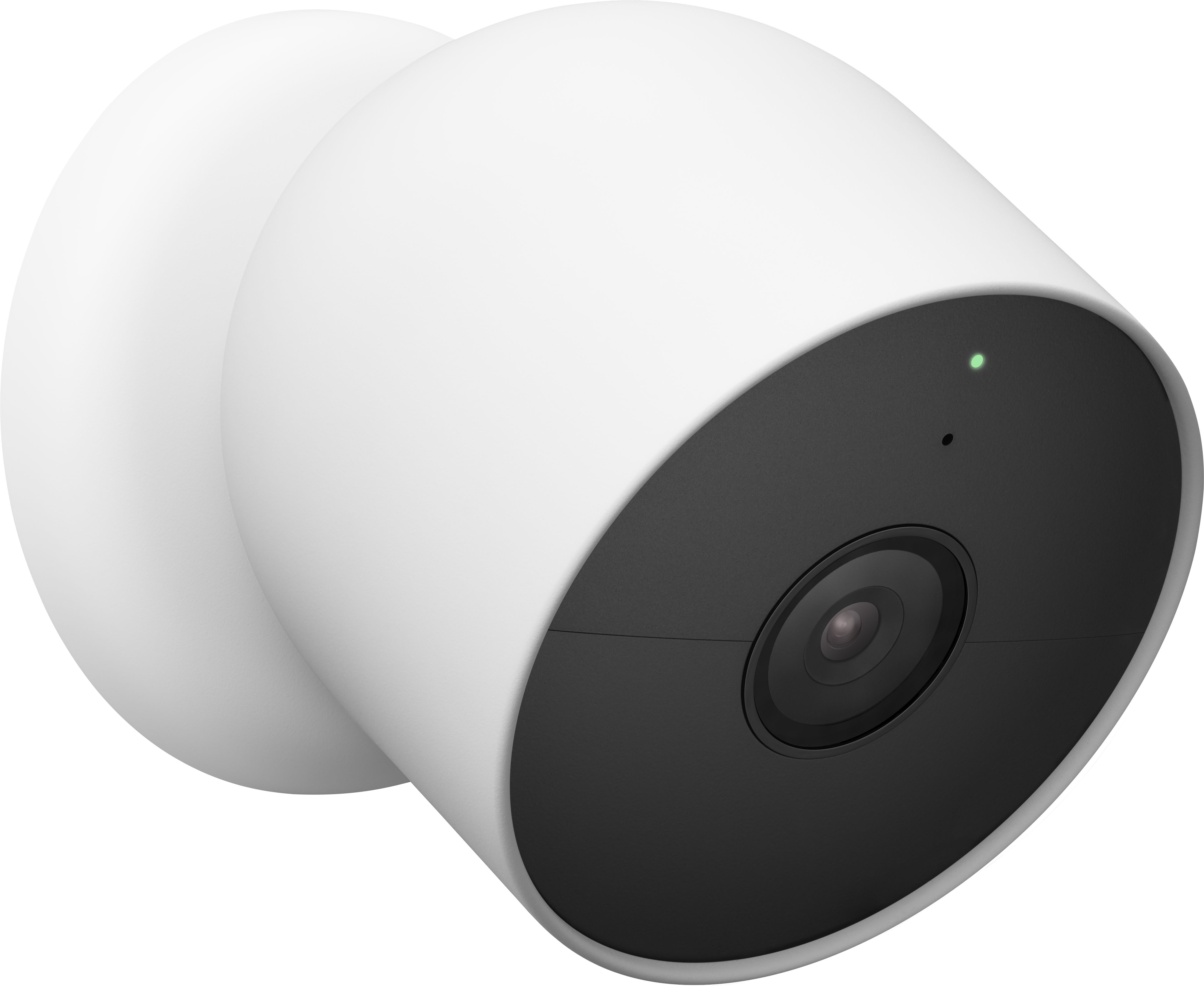 Left View: Google - Geek Squad Certified Refurbished Nest Cam Indoor/Outdoor Wire Free Security Camera - Snow