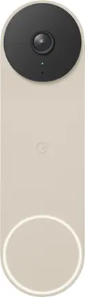Front. Google - Geek Squad Certified Refurbished Nest Video Wi-Fi Video Doorbell - Battery Operated - Linen.