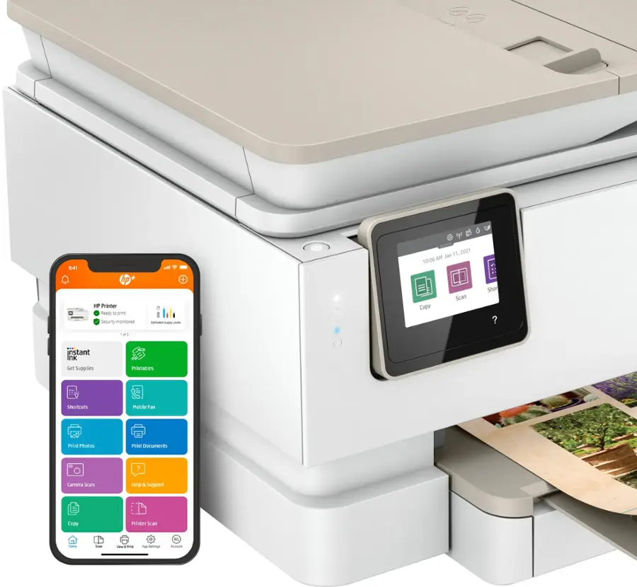 Alt View 15. HP - ENVY Inspire 7955e Wireless All-In-One Inkjet Photo Printer - Refurbished - White & Sandstone.