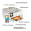 The image features a printer with various features labeled, including an auto document feeder, a 2.7" color touchscreen, a flatbed scanner, and a 60-sheet output tray. The printer is capable of printing from any device and supports auto 2-sided printing. It also has a 125-sheet input tray and a separate photo tray.