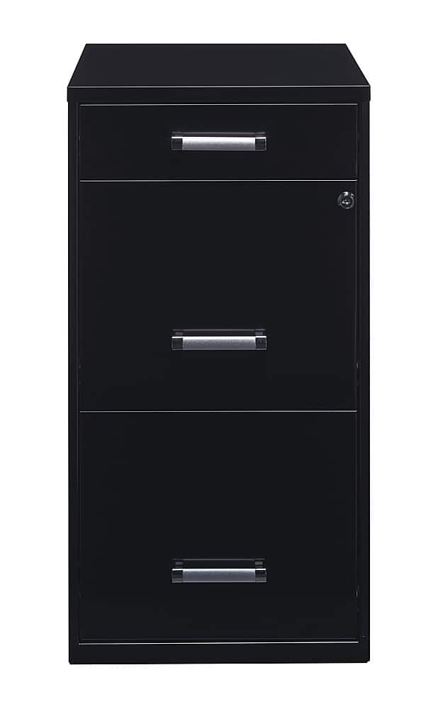 Hirsh - Metal 3-Drawer Organizer File Cabinet with Pencil Drawer - Black - Front_Zoom