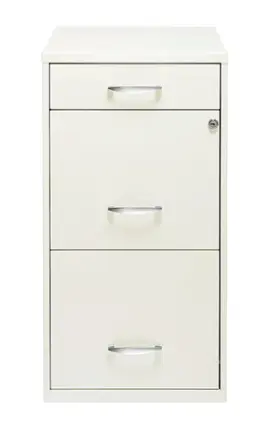 Hirsh - Metal 3-Drawer Organizer File Cabinet with Pencil Drawer - Pearl White