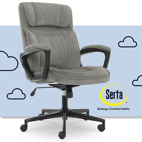 Serta - Hannah Velvet Microfiber Office Chair - Gray