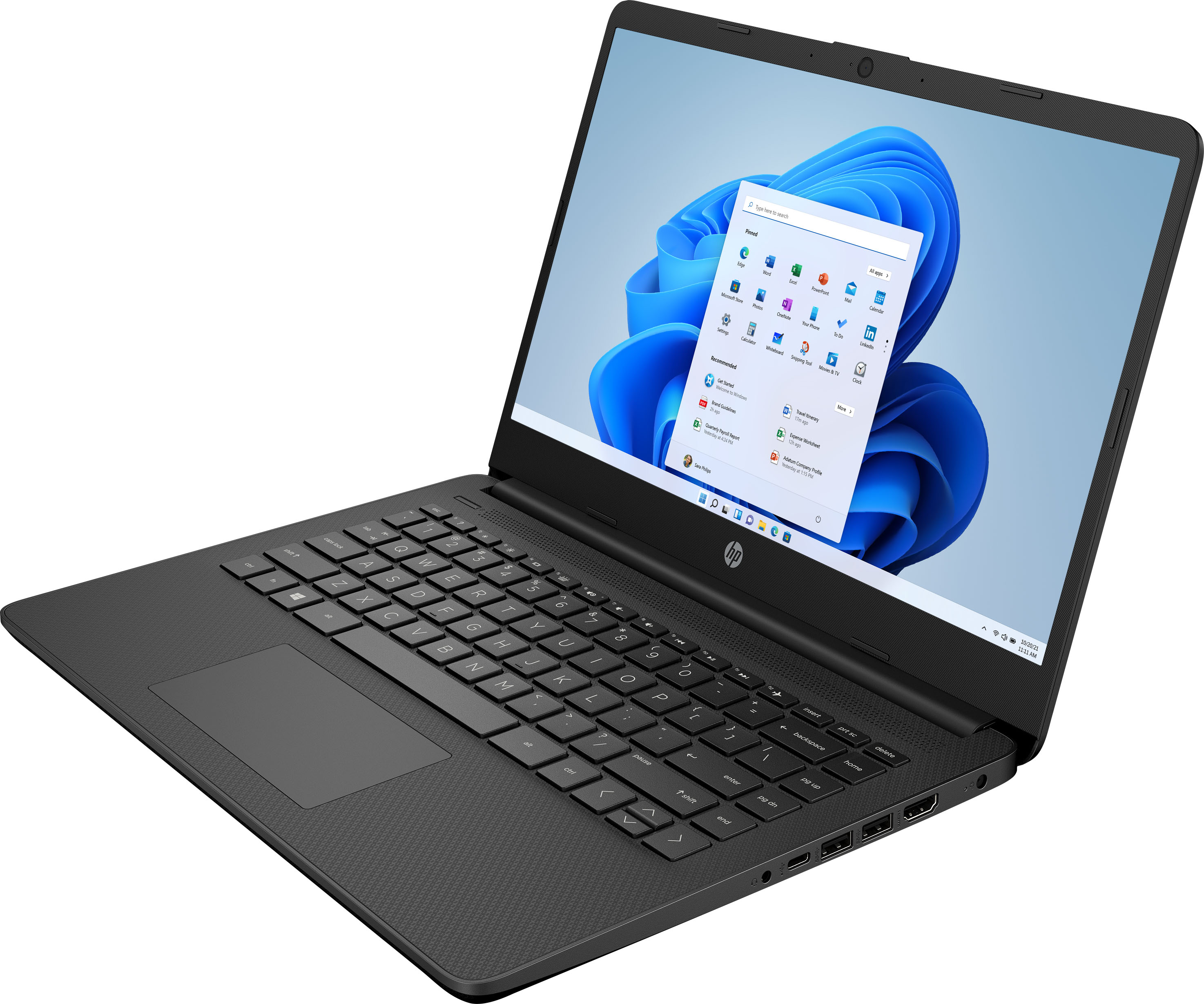 Angle View: HP - 14" Laptop - Intel Celeron - 4GB Memory - 64GB eMMC - Jet Black