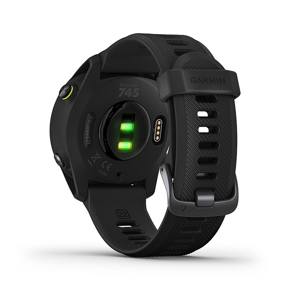 Back View: Garmin - Forerunner 745 GPS Smartwatch 30mm Fiber-Reinforced Polymer - Black
