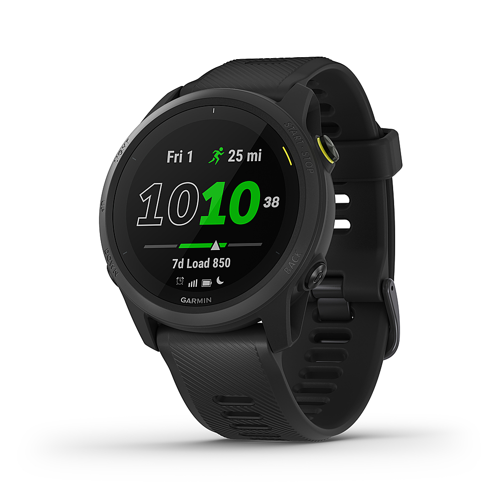 Left View: Garmin - Forerunner 745 GPS Smartwatch 30mm Fiber-Reinforced Polymer - Black