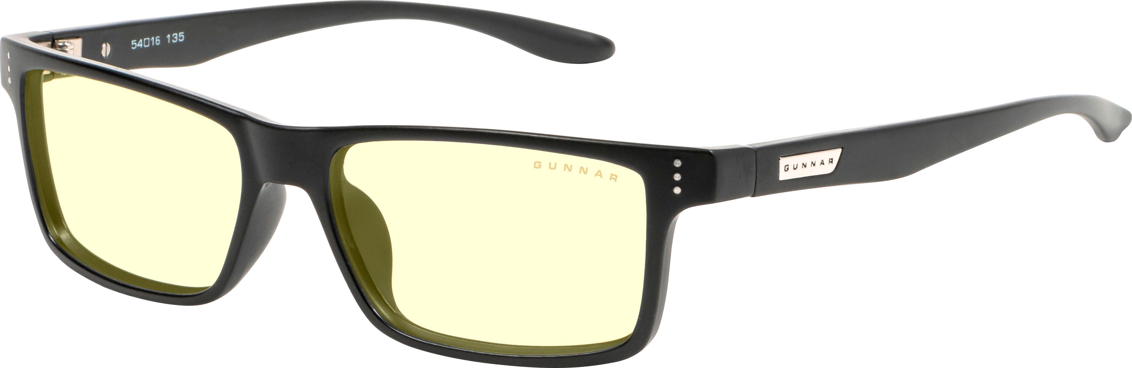 GUNNAR - VERTEX Rectangle Glasses with Ultraviolet (UV) Light Protection, Amber Lenses with Blue-light Filtering - Onyx