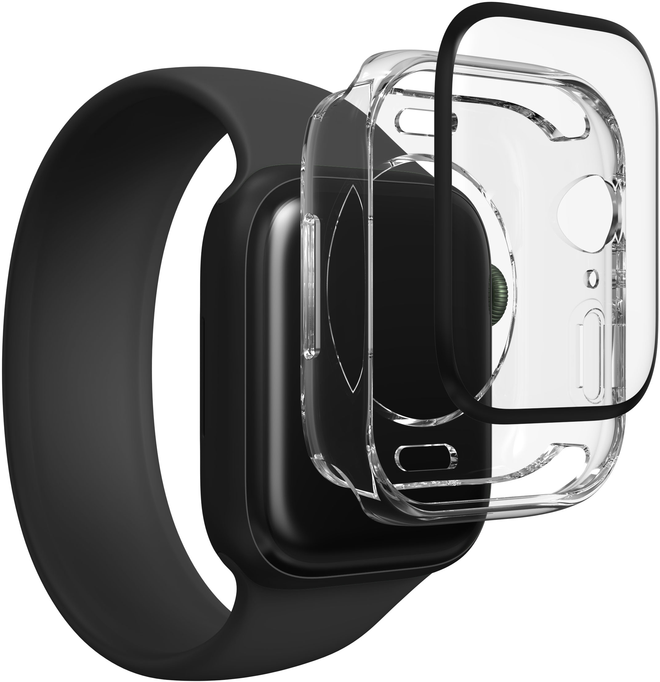 

ZAGG - InvisibleShield GlassFusion+ 360 Flexible Hybrid Screen Protector + Bumper for Apple Watch Series 7 and 8 41mm - Clear