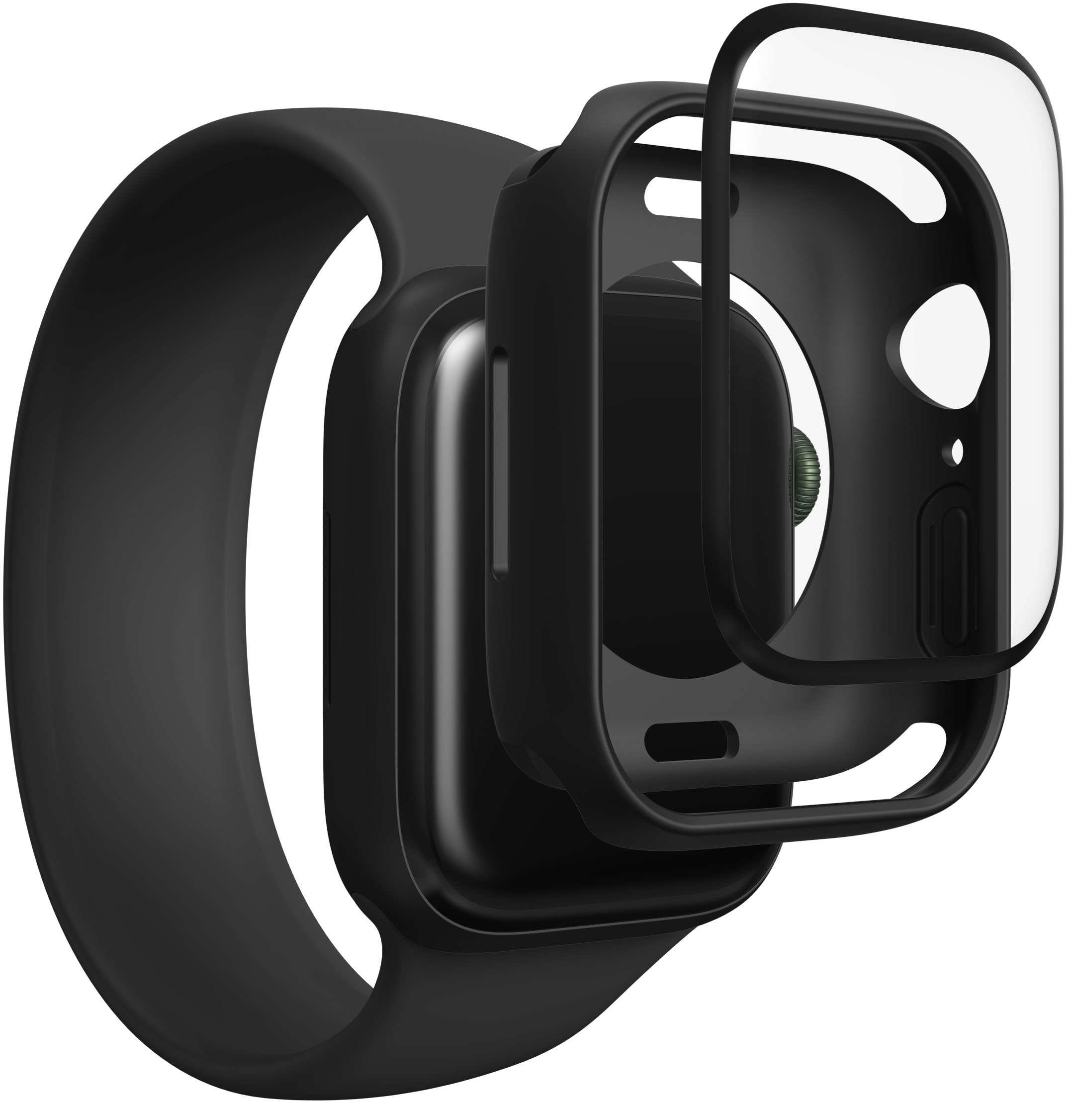 

ZAGG - InvisibleShield GlassFusion+ 360 Flexible Hybrid Screen Protector + Bumper for Apple Watch Series 7 and 8 41mm - Black