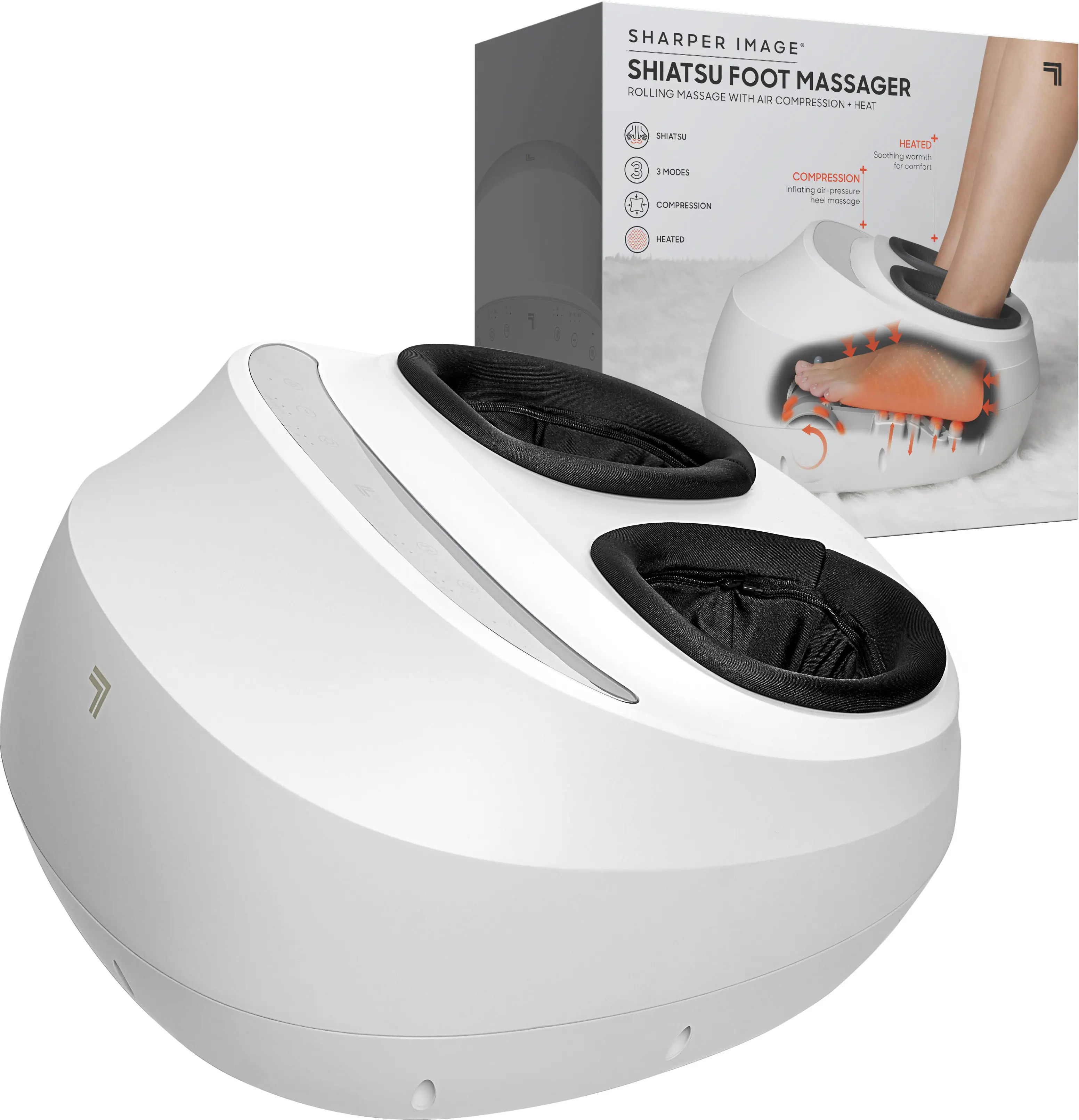 Angle. Sharper Image - Shiatsu Foot Massager - White.