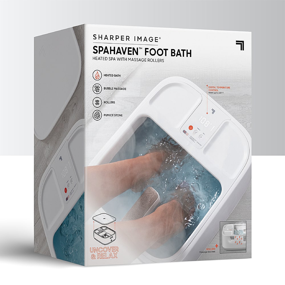 Alt View 15. Sharper Image - Hydro Spa Plus Foot Bath Massager, Heated with Rollers and LCD Display - White.