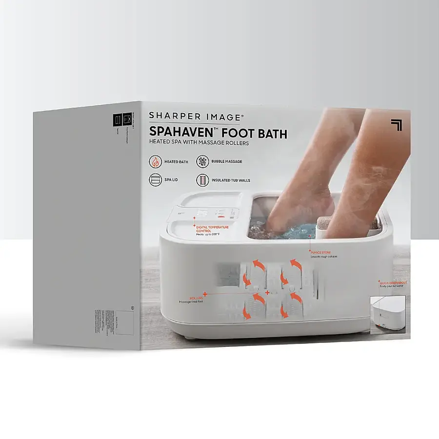 Alt View 16. Sharper Image - Hydro Spa Plus Foot Bath Massager, Heated with Rollers and LCD Display - White.