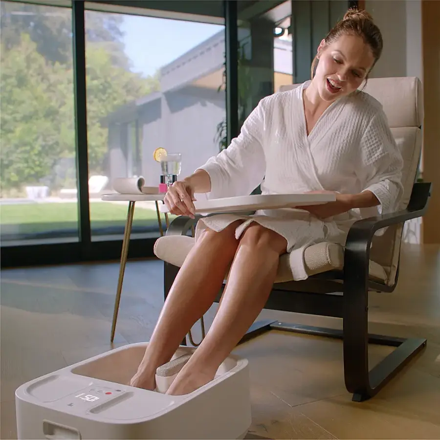 Alt View 21. Sharper Image - Hydro Spa Plus Foot Bath Massager, Heated with Rollers and LCD Display - White.