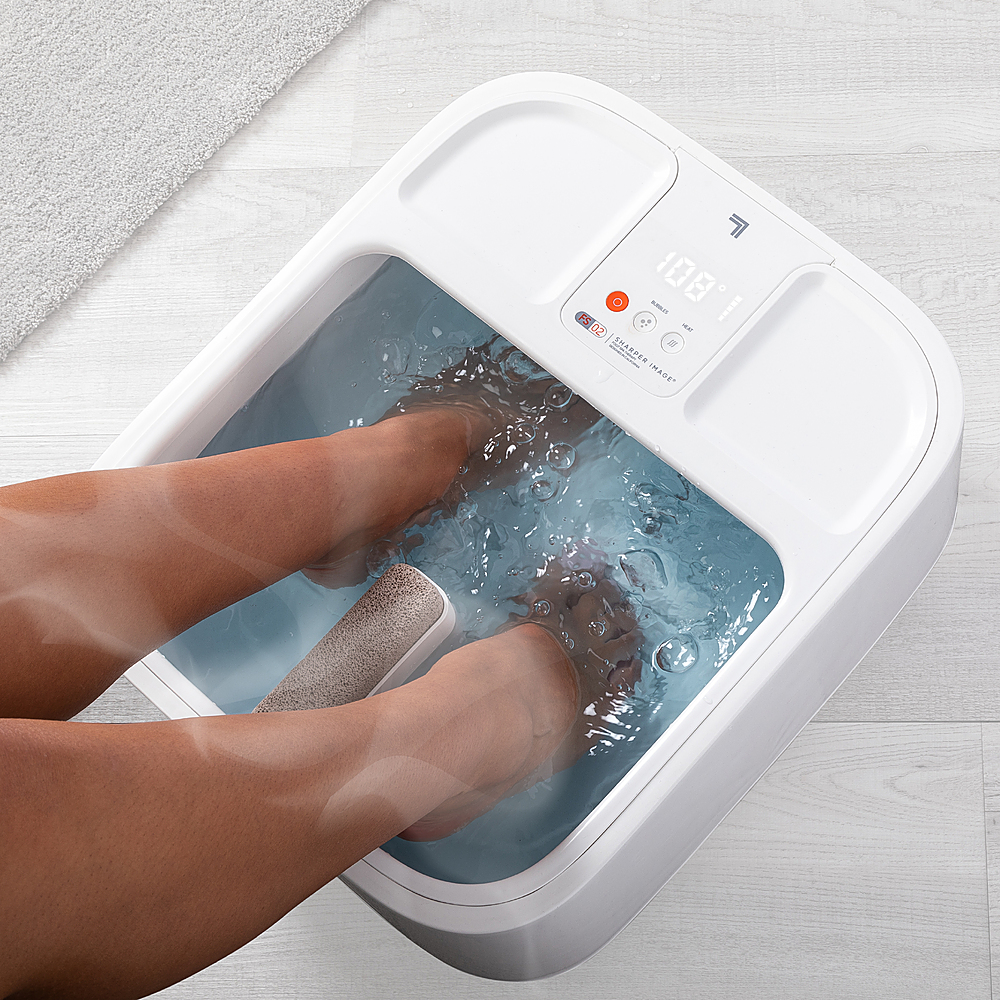 Left View: Sharper Image - Hydro Spa Plus Foot Bath Massager, Heated with Rollers and LCD Display - White