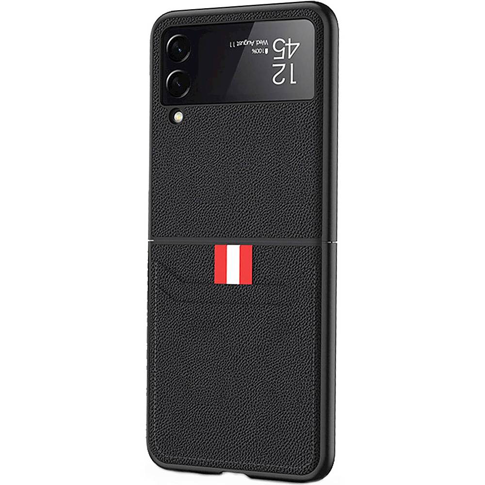 HAOTP Galaxy Z Flip 3 5G Luxury PU Leather Wallet Case with Card Slots - Black