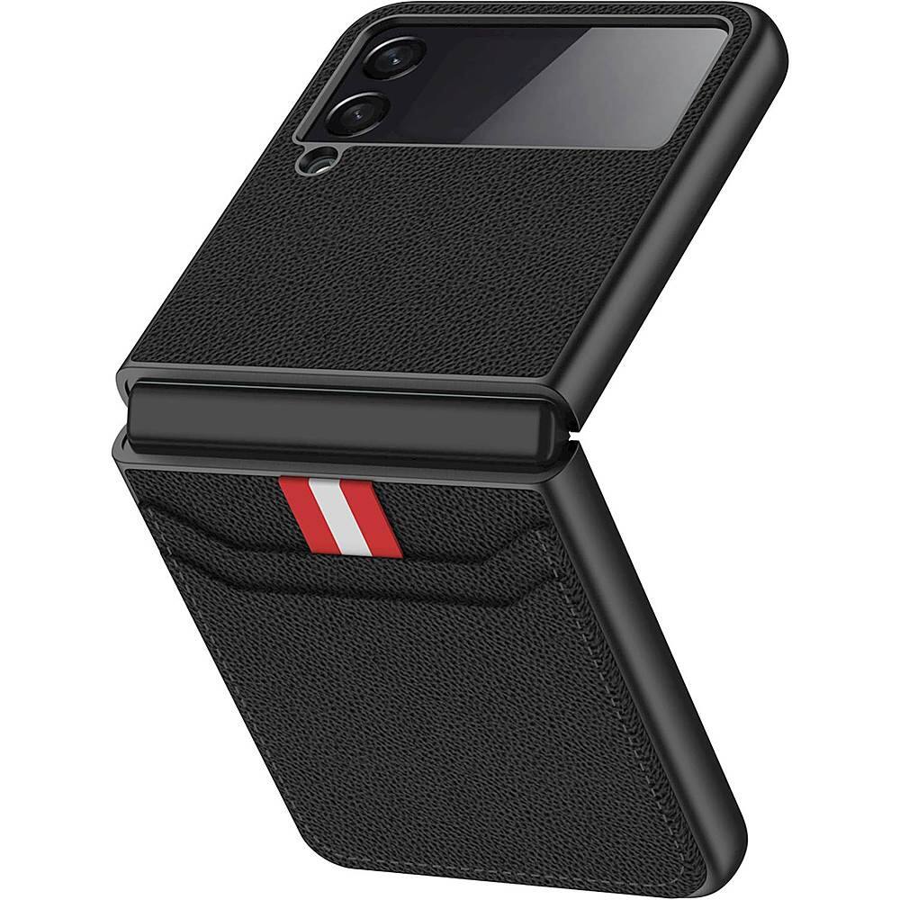 Alt View 11. SaharaCase - Leather Wallet Case for Samsung Galaxy Z Flip3 5G - Black.