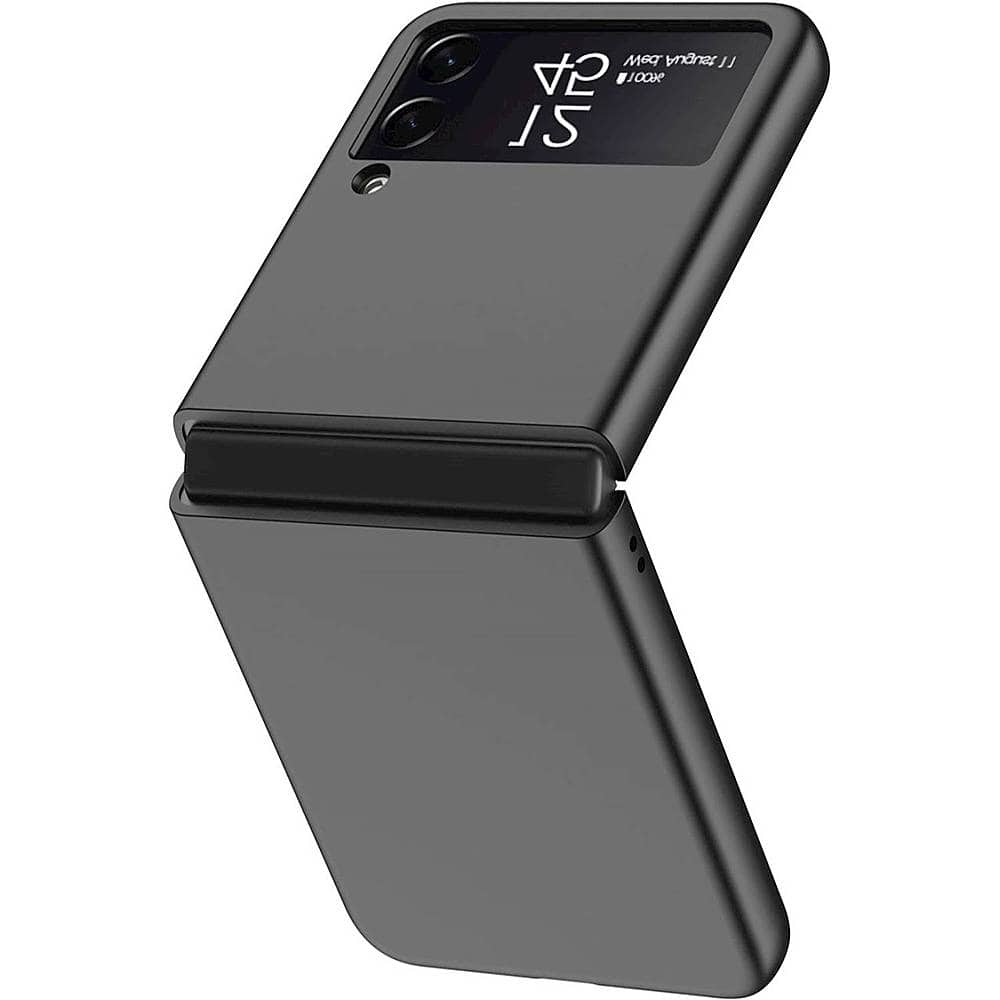 Left. SaharaCase - Hard Shell Silicone Case for Samsung Galaxy Z Flip3 5G - Black.