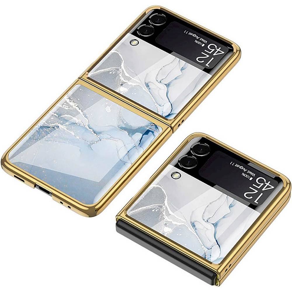 Alt View 14. SaharaCase - Marble Series Case for Samsung Galaxy Z Flip3 5G - Blue/Gold.