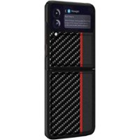 SaharaCase - Hard Shell Silicone Series Case for Samsung Galaxy Z Flip3 5G - Black/Carbon Fiber - Angle_Zoom