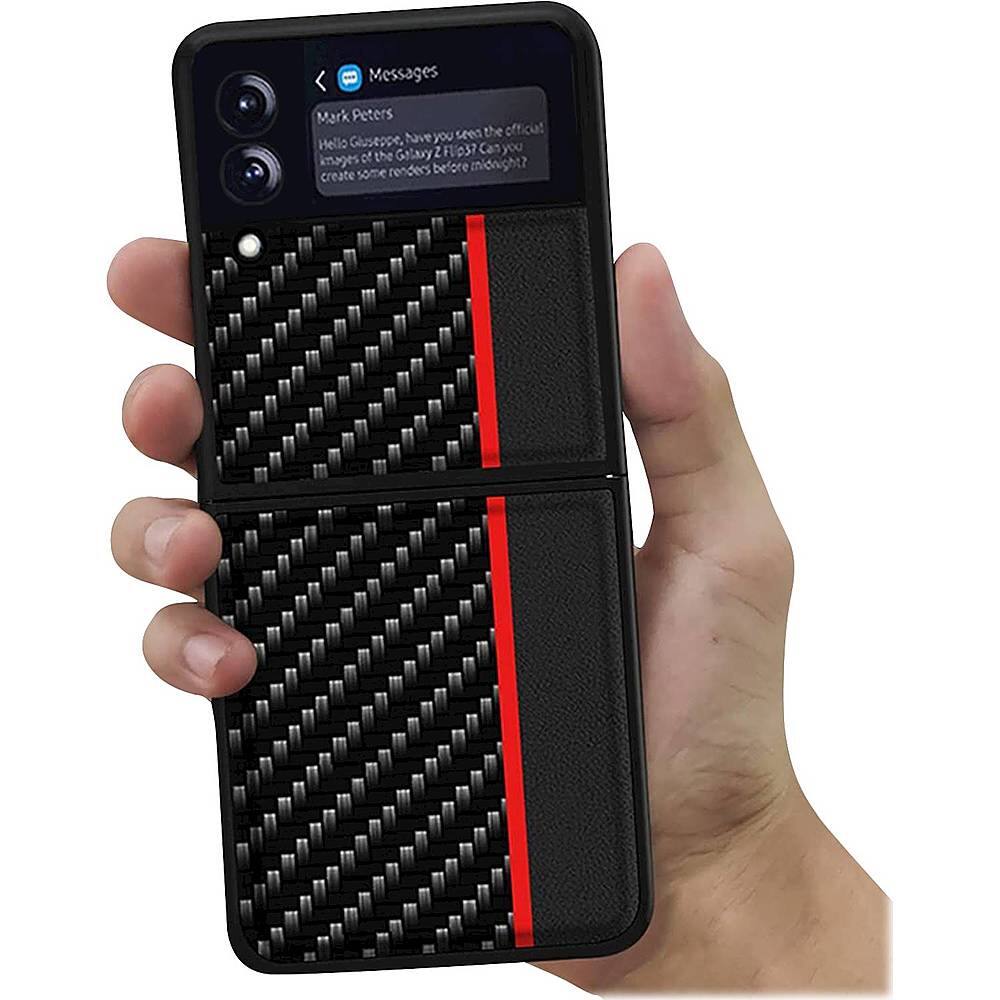 Alt View 12. SaharaCase - Hard Shell Silicone Series Case for Samsung Galaxy Z Flip3 5G - Black/Carbon Fiber.