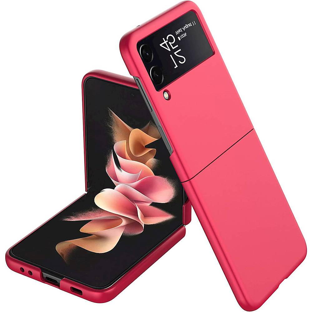 Alt View 11. SaharaCase - Hard Shell Silicone Case for Samsung Galaxy Z Flip3 5G - Red.