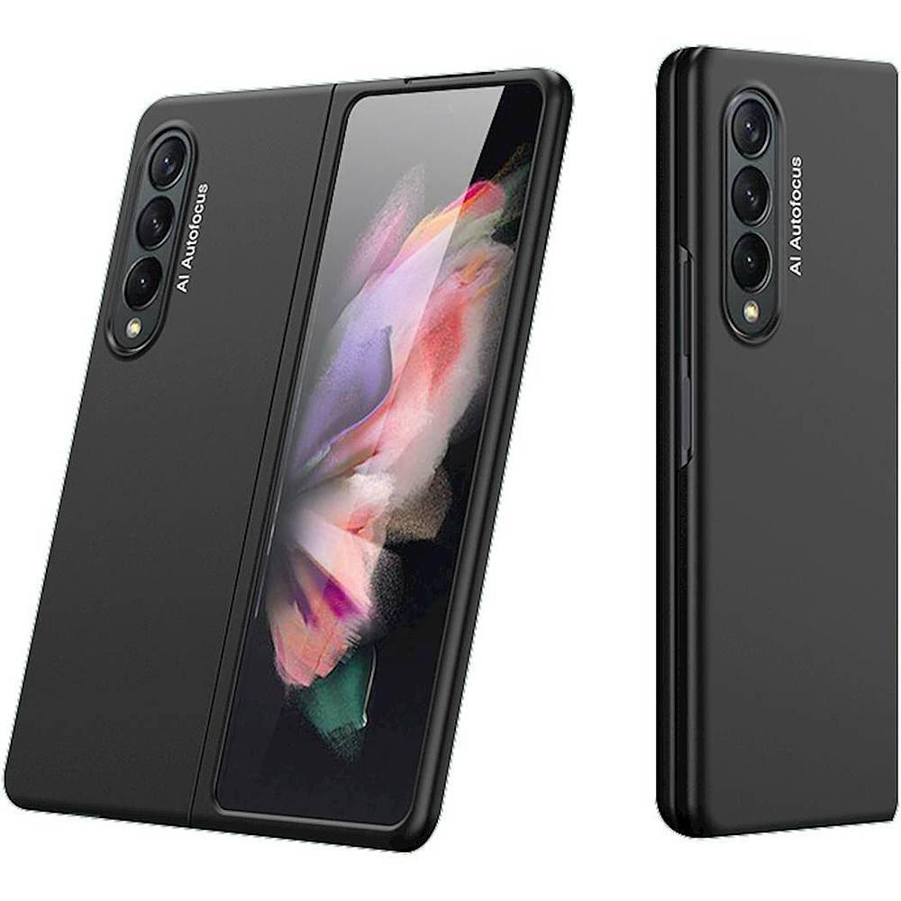 Alt View 11. SaharaCase - Hard Shell Silicone Case for Samsung Galaxy Z Fold3 5G - Black.