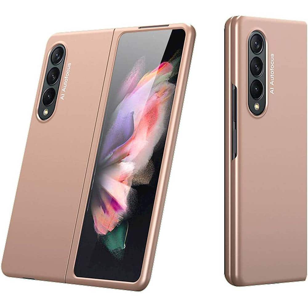 Alt View 11. SaharaCase - Hard Shell Silicone Case for Samsung Galaxy Z Fold3 5G - Rose Gold.