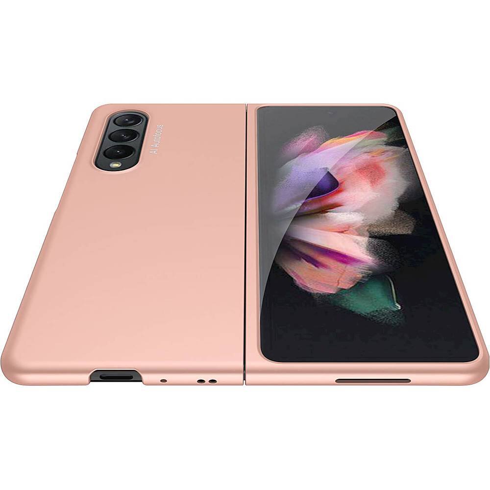 Alt View 12. SaharaCase - Hard Shell Silicone Case for Samsung Galaxy Z Fold3 5G - Rose Gold.