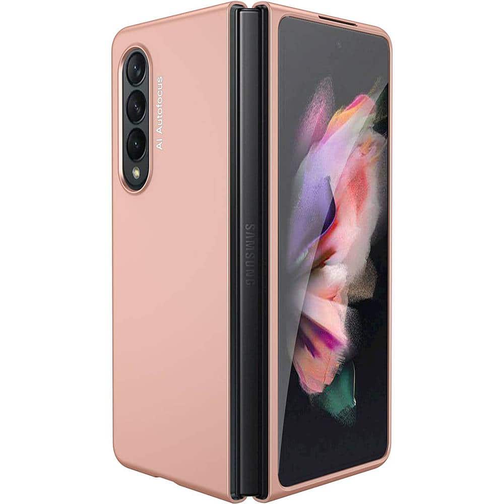 Alt View 13. SaharaCase - Hard Shell Silicone Case for Samsung Galaxy Z Fold3 5G - Rose Gold.