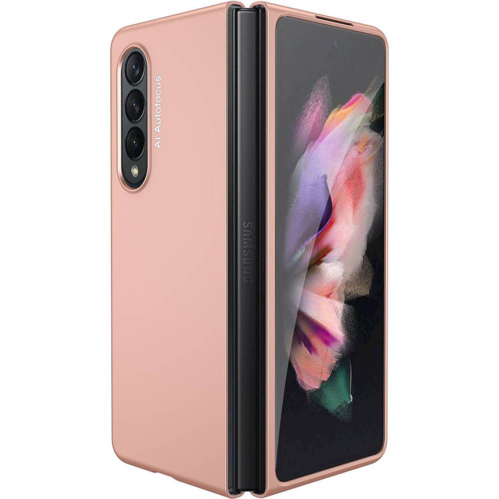 Alt View 13. SaharaCase - Hard Shell Silicone Case for Samsung Galaxy Z Fold3 5G - Rose Gold.