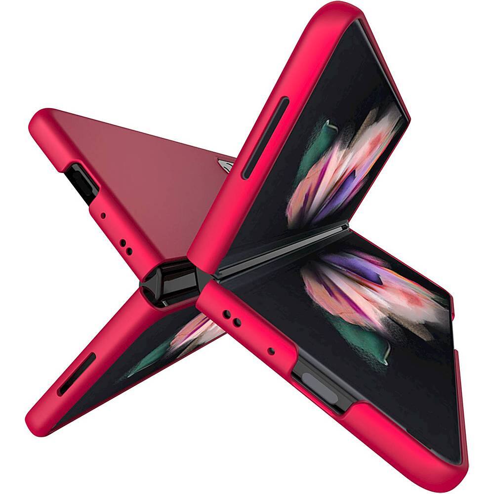 Alt View 14. SaharaCase - Hard Shell Silicone Case for Samsung Galaxy Z Fold3 5G - Red.