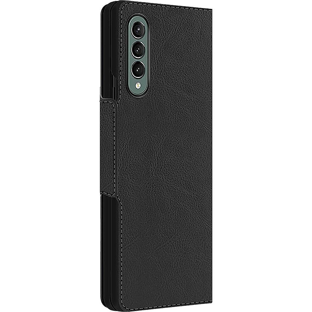 Angle. SaharaCase - Leather Folio Wallet Case for Samsung Galaxy Z Fold3 5G - Black.