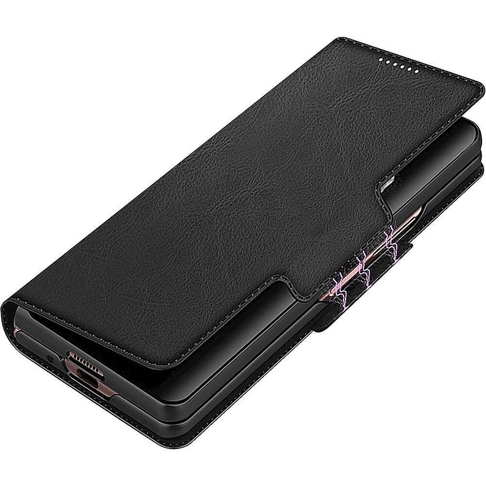 Alt View 12. SaharaCase - Leather Folio Wallet Case for Samsung Galaxy Z Fold3 5G - Black.