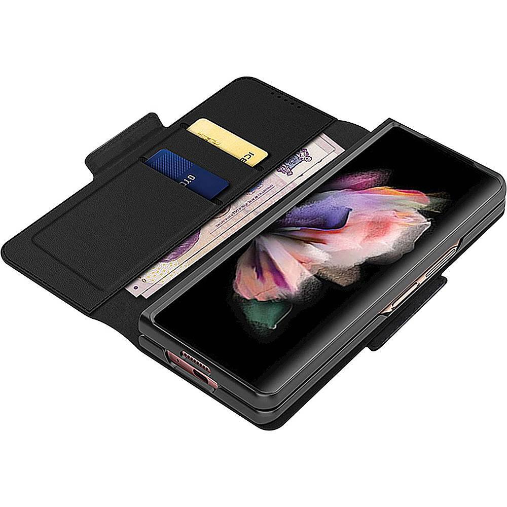 Alt View 14. SaharaCase - Leather Folio Wallet Case for Samsung Galaxy Z Fold3 5G - Black.